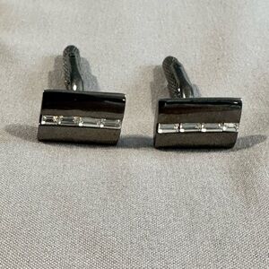 Black Minimalist Cuff Links with Toggle Closure